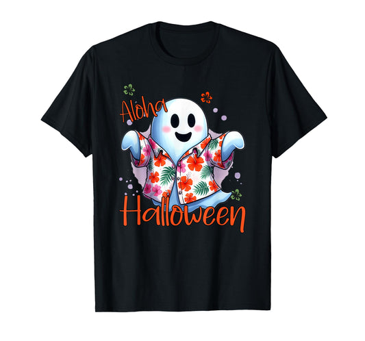Aloha Halloween Ghost Funny Hawaiian T-Shirt