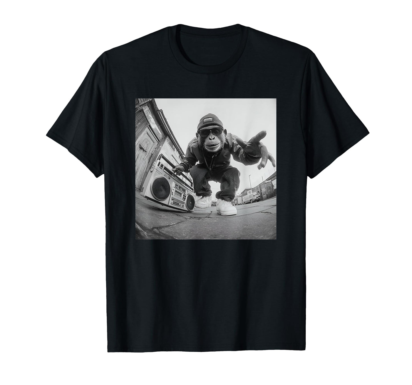 Retro Hip Hop Monkey Street Art Graphic T-Shirt