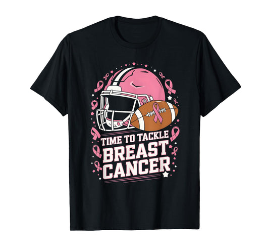 Tackle Football Breast Cancer Awareness Pink Ribbon Boys Kid T-Shirt