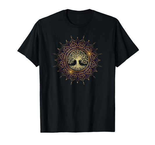 Retro Mandalas Vibe Tree Retro Tree of the Mystical Life Zen Yoga Meditation T-Shirt