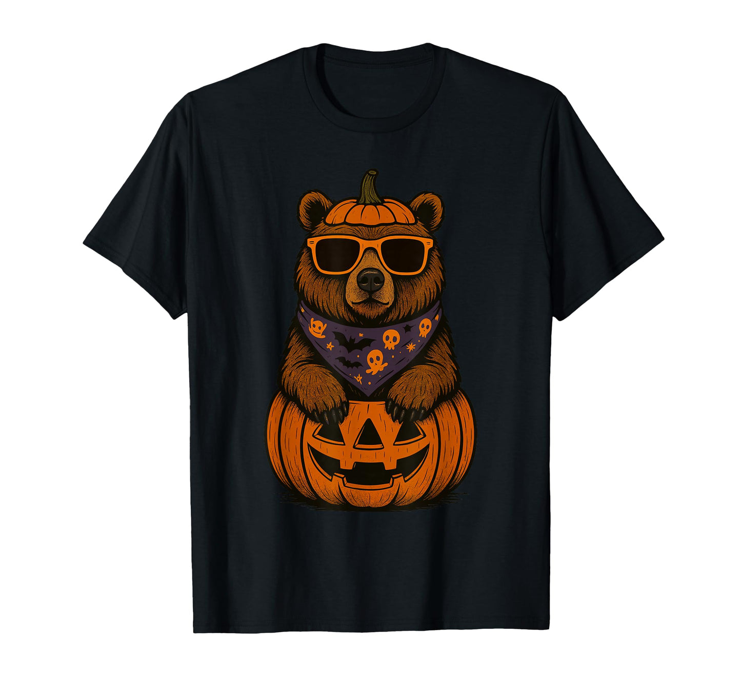Spooky Grizzly Bear Pumpkin Halloween T-Shirt