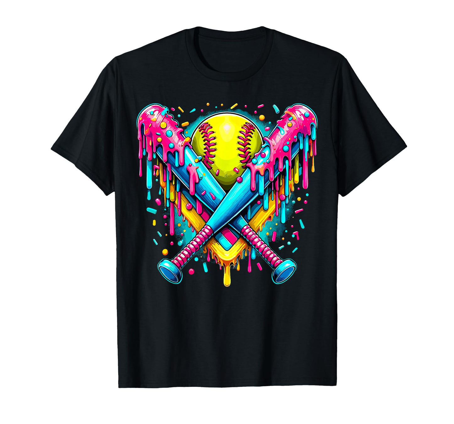 Softball Player Ice Cream Funny Drip T-Shirt