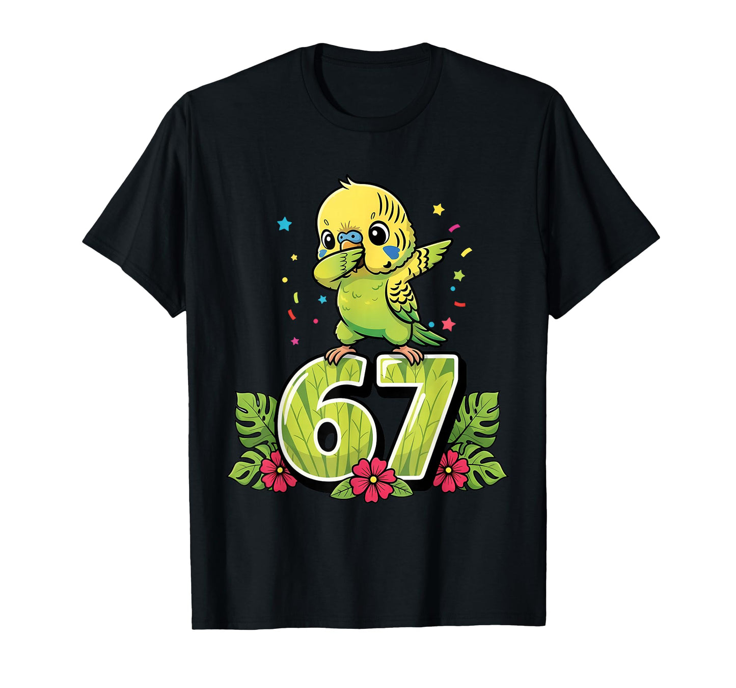 Six Seven Meme Dabbing Baby Parakeet 67 Funny Gen Z Apha T-Shirt