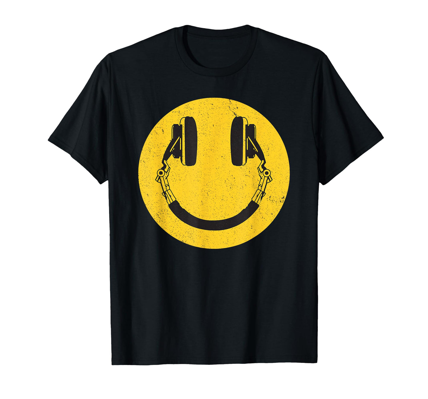 Retro Smile Music Face Headphones 90s Men Women Kids Vintage T-Shirt