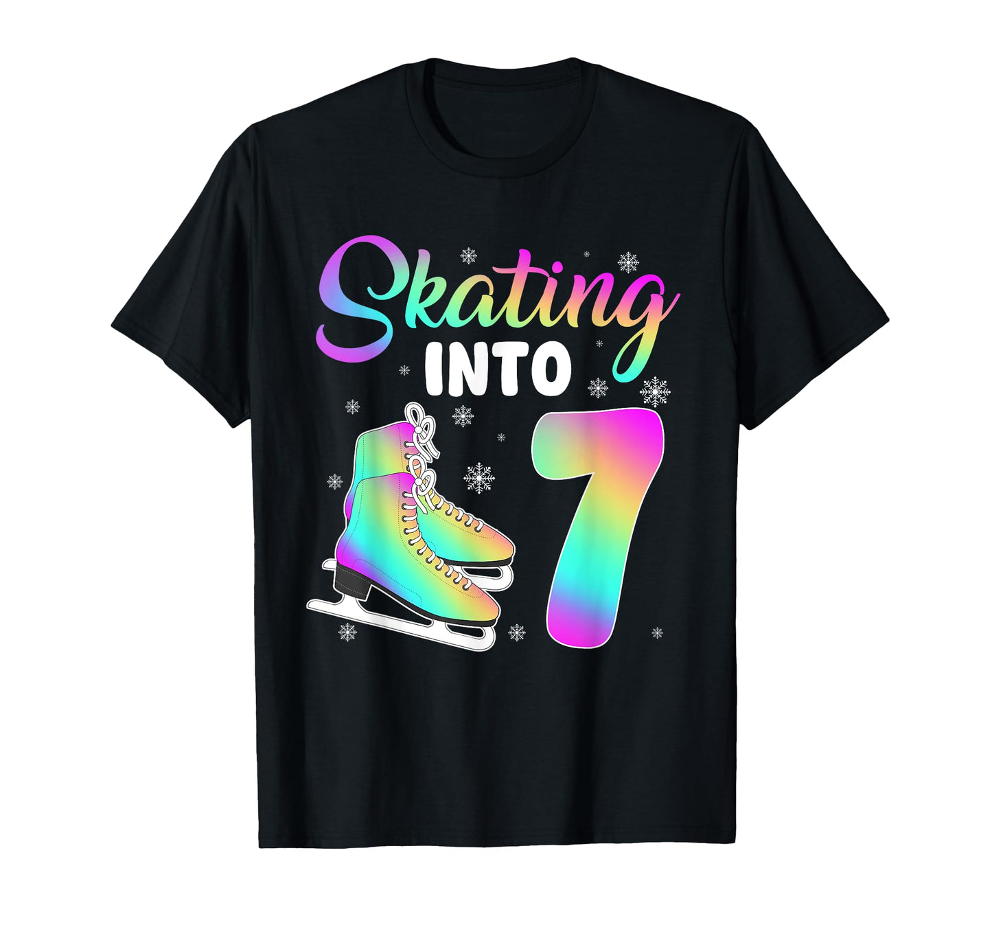 Skating Into 7th Birthday Ice Skating Girl 7 Year Old T-Shirt