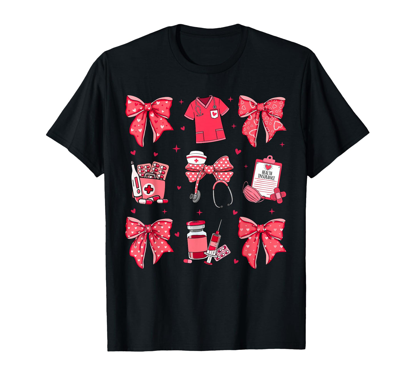 Coquette Bow Stethoscope Valentine RN PCT CNA Nurse Women T-Shirt