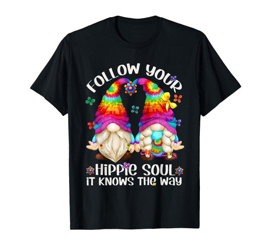 Hippie Soul Gnomies Makes Peace Sign - Cute Hippie Gnome T-Shirt