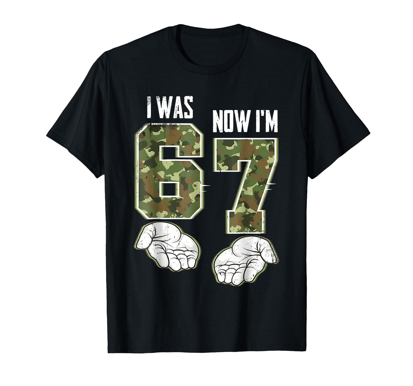 Camo 7 Year Old Birthday I was 6 Now I'm 7 67 Funny Kid Boys T-Shirt