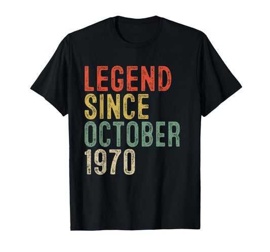 Legend Since October 1970 55th Birthday Gifts 55 Year Old T-Shirt