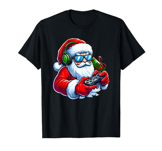 Cool Santa Gamer Controller Gaming Video Game Christmas T-Shirt