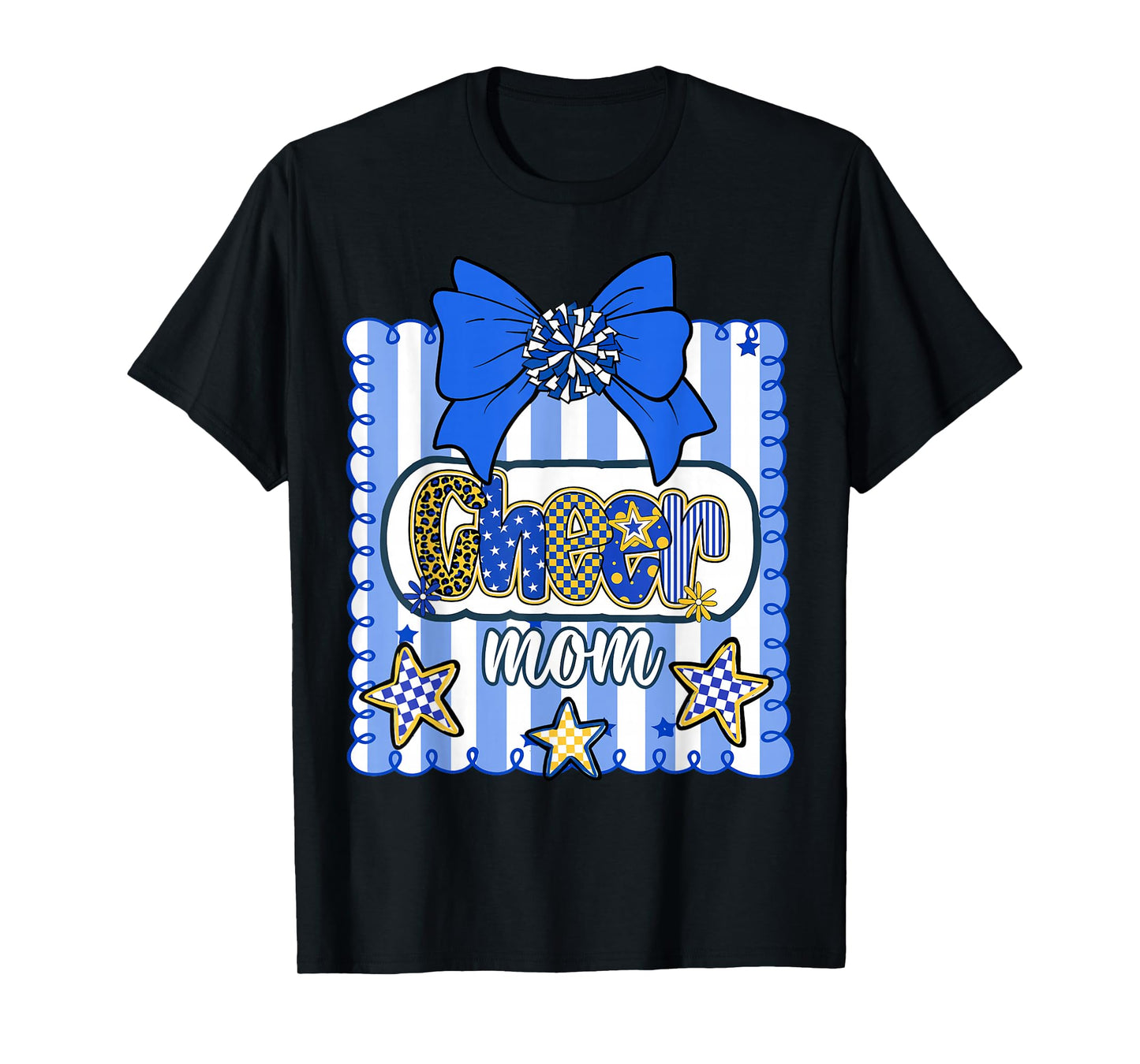 Cheer Mom Blue and Gold Team Game Day Football Cheerleader T-Shirt