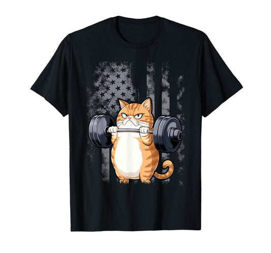 Cat Weightlifting Funny Cat Workout and Fitness T-Shirt