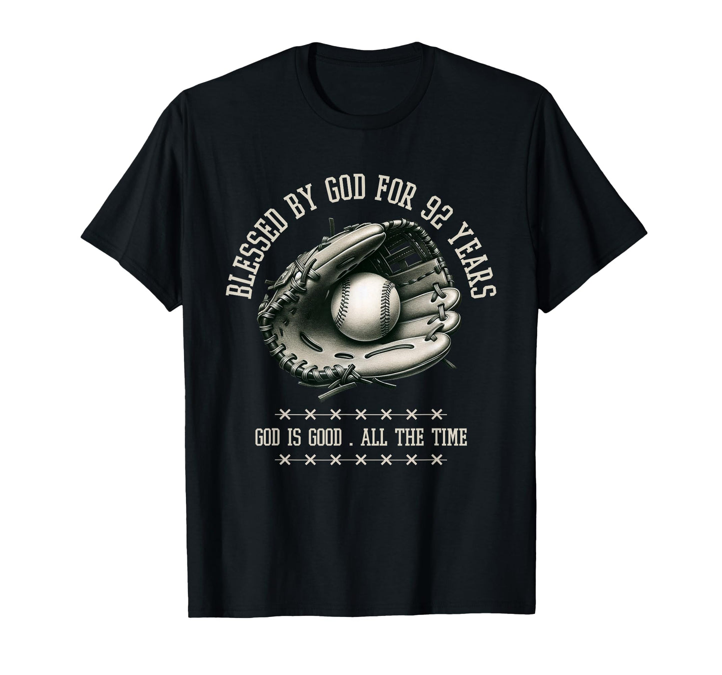 Blessed by God for 92 Years Old Baseball 92nd Birthday Gifts T-Shirt
