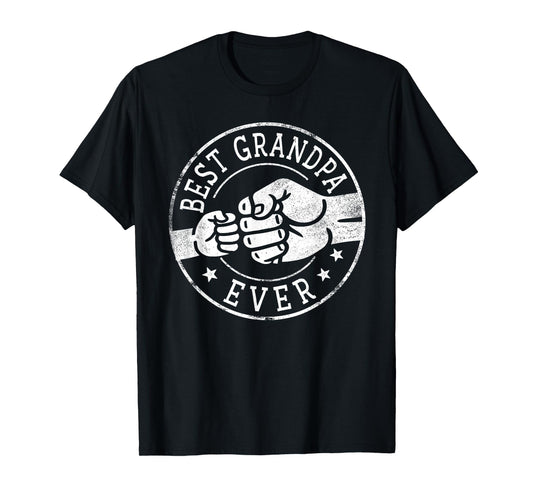 Best Grandpa Ever - Fist Bump Circle Emblem Design Grandpa T-Shirt