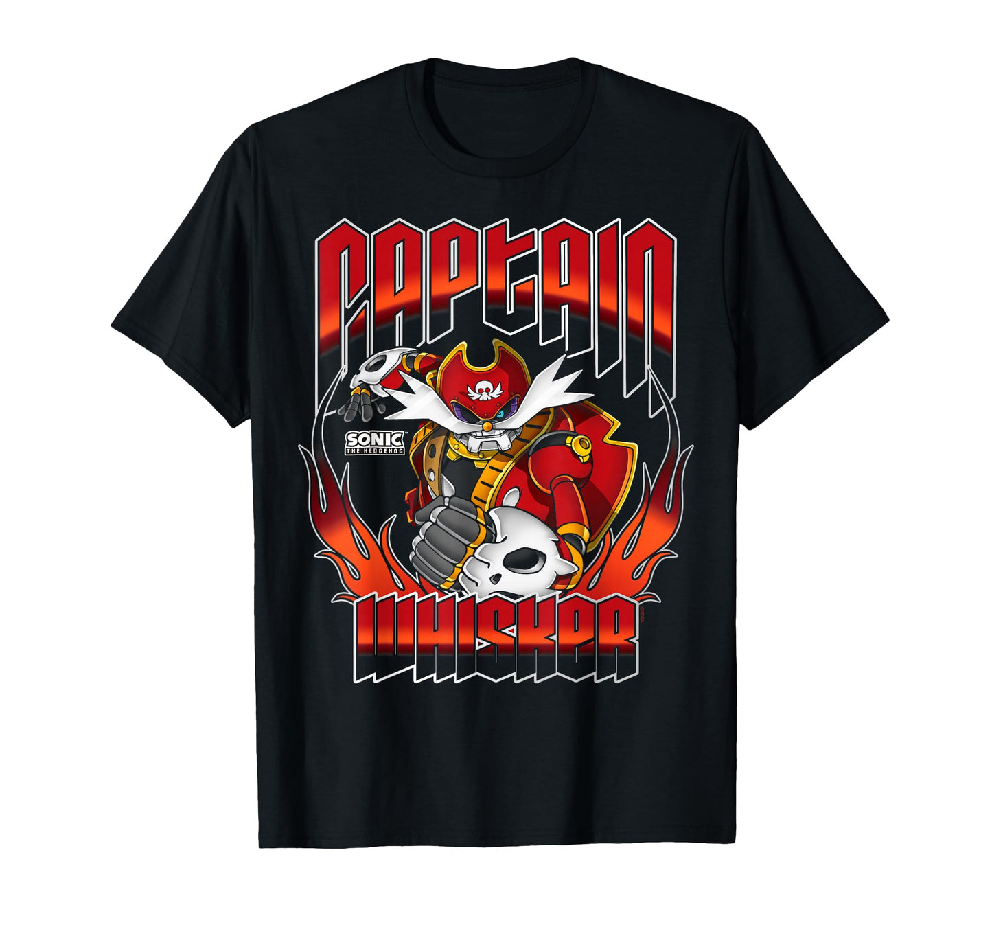Sonic The Hedgehog Halloween Captain Whisker Fiery Logo T-Shirt