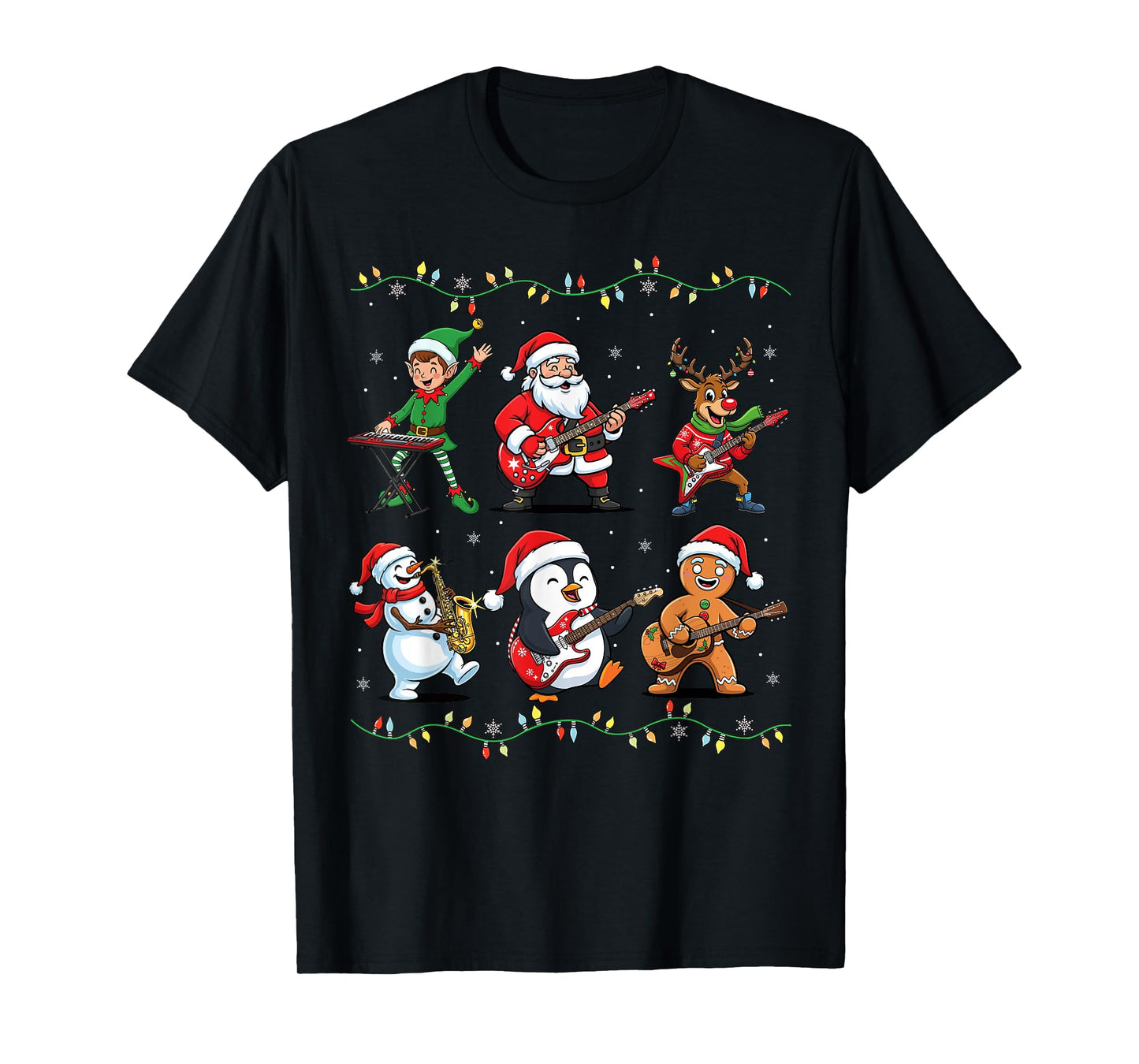 Christmas Santa Elf Music Funny Xmas for Boys Girls Men T-Shirt