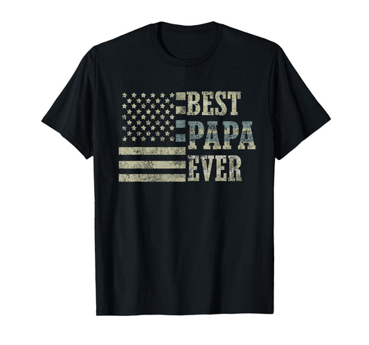 Best Papa Ever American Flag USA Flag T-Shirt