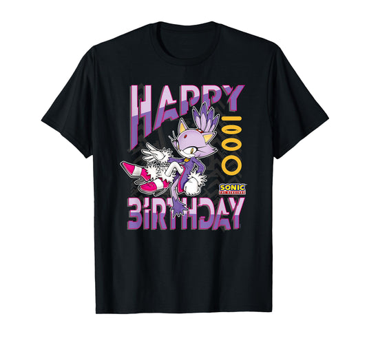 Sonic The Hedgehog Happy Birthday Blaze Grid Chest Poster T-Shirt