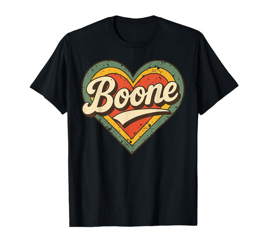 Boone Retro Vintage Heart Love Typography Design T-Shirt