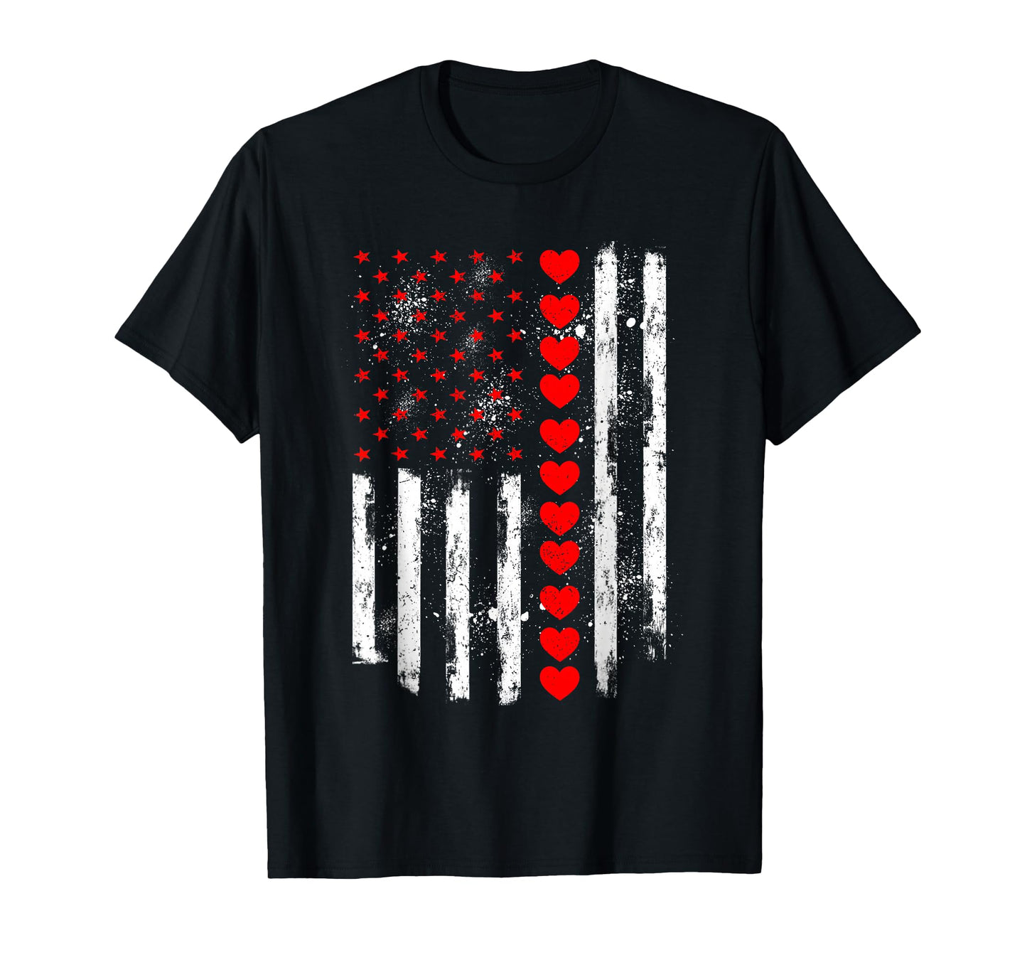 Retro Love Heart Graphic USA American Flag Valentine Men T-Shirt