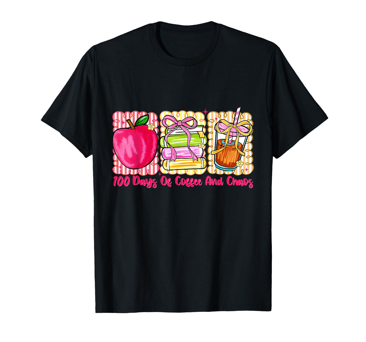 100 Days of Coffee and Chaos Teacher 100 Days of School T-Shirt