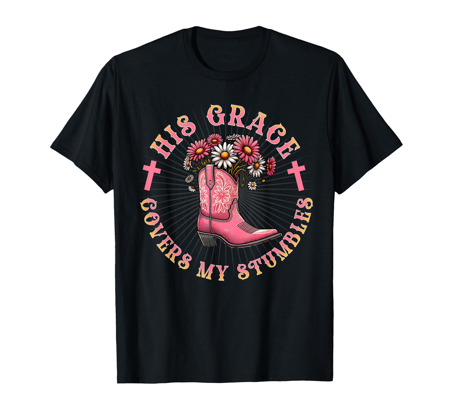 Funny Christian Cowgirl Boot Verse Western Jesus Faith Grace T-Shirt