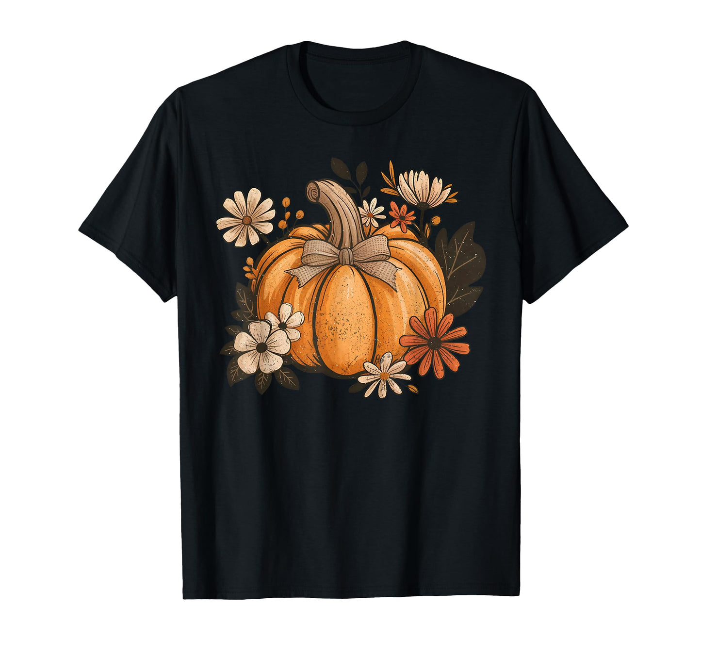Wildflower Pumpkin Season Thanksgiving Autumn Fall Leaves T-Shirt