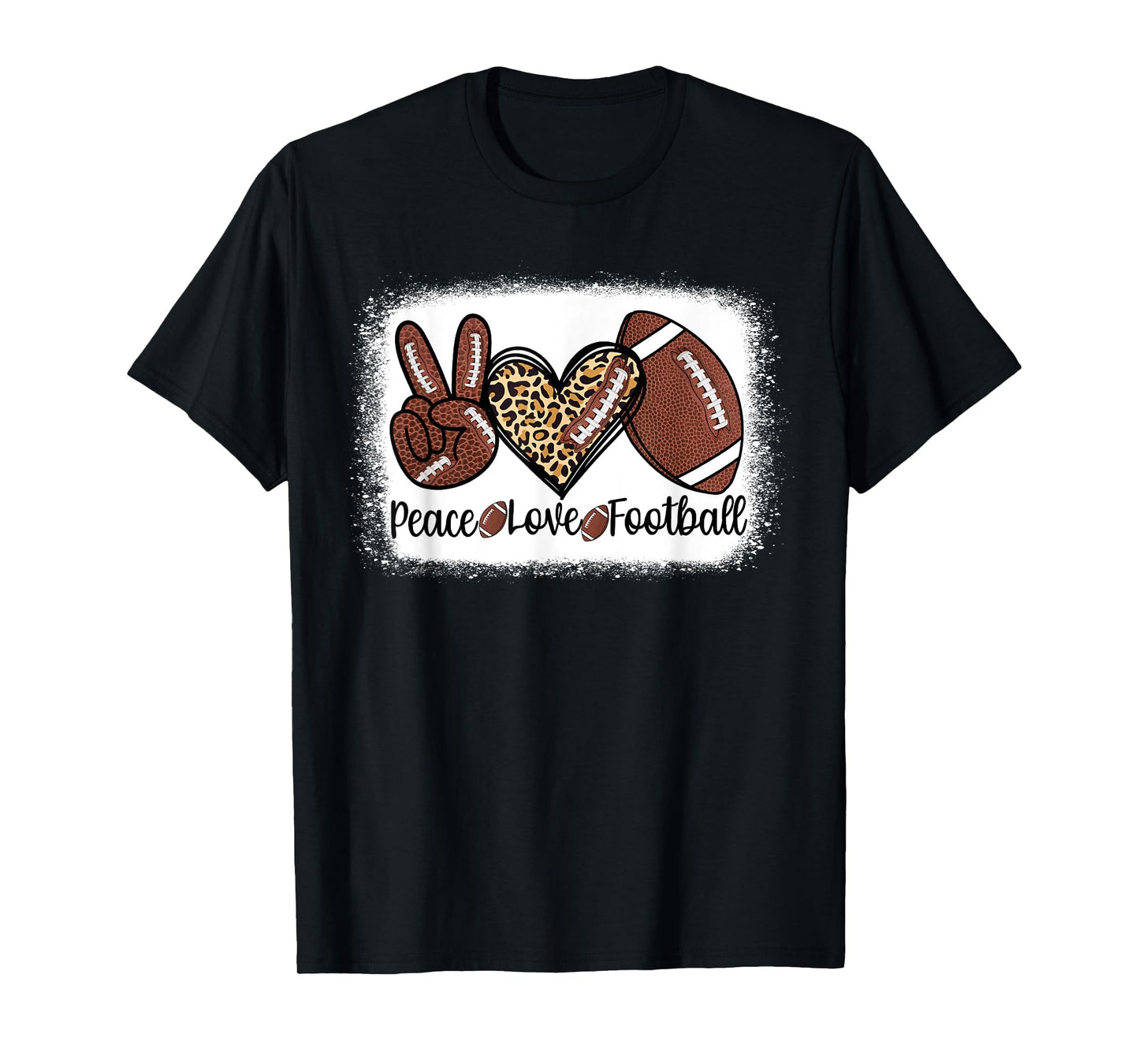 Peace Love Football Mom Game Day Sports Go Cheer Season T-Shirt