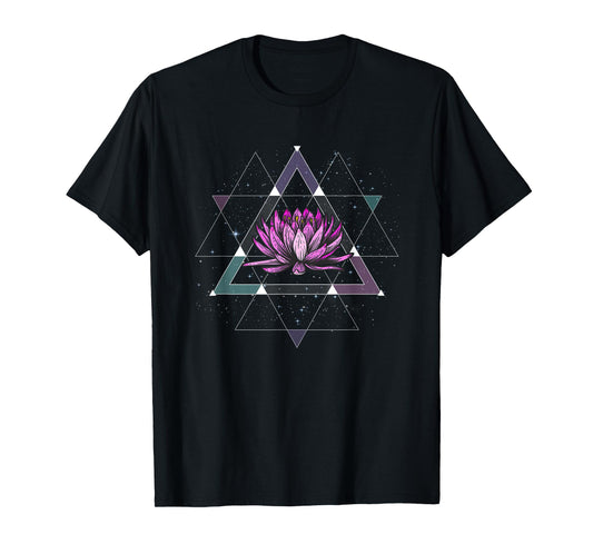 Lotus Flower Sacred Geometry Yoga Meditation Spiritual Zen T-Shirt