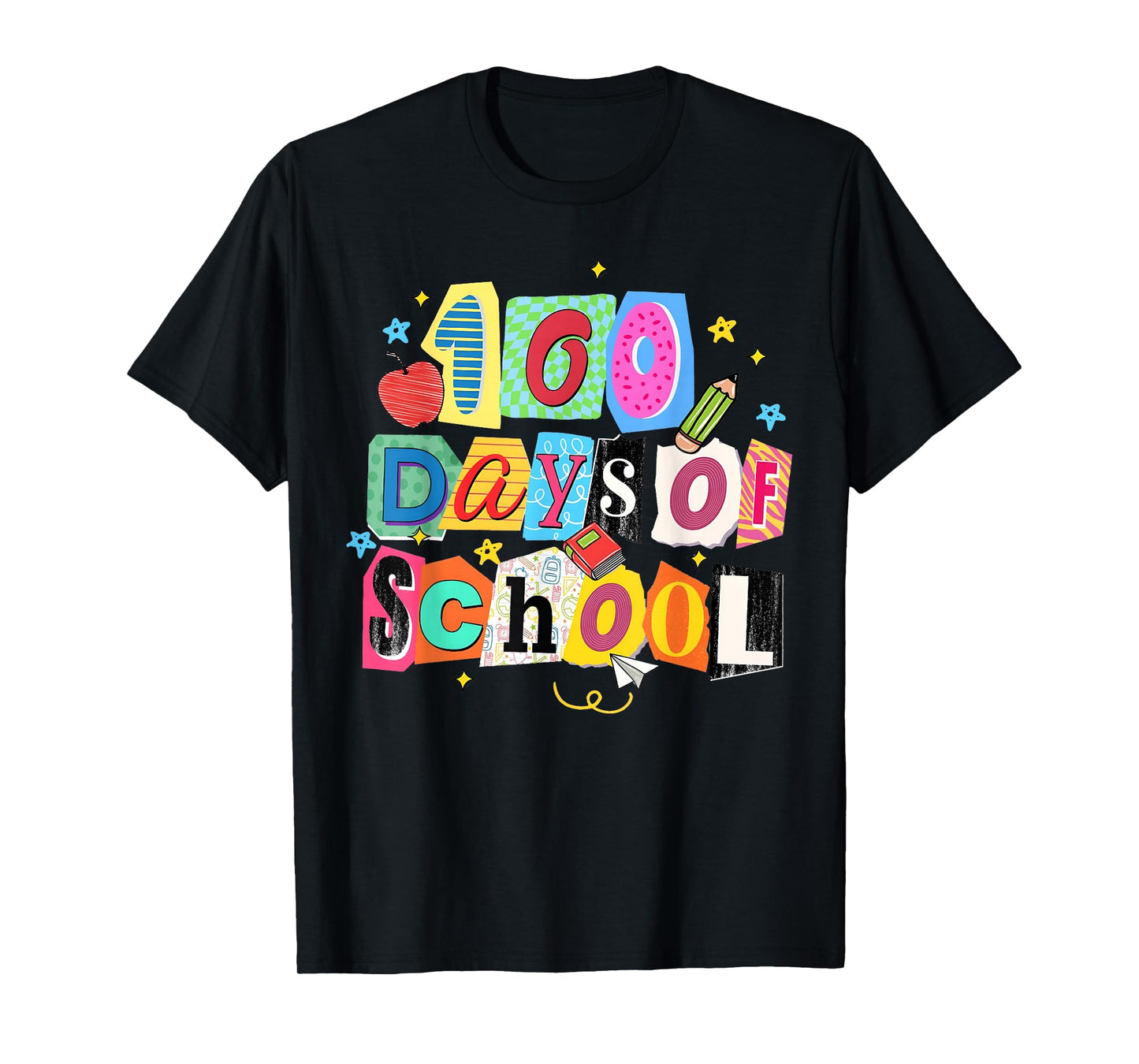 100 Days of School Colorful Letters Boy Girl Kids Teacher T-Shirt