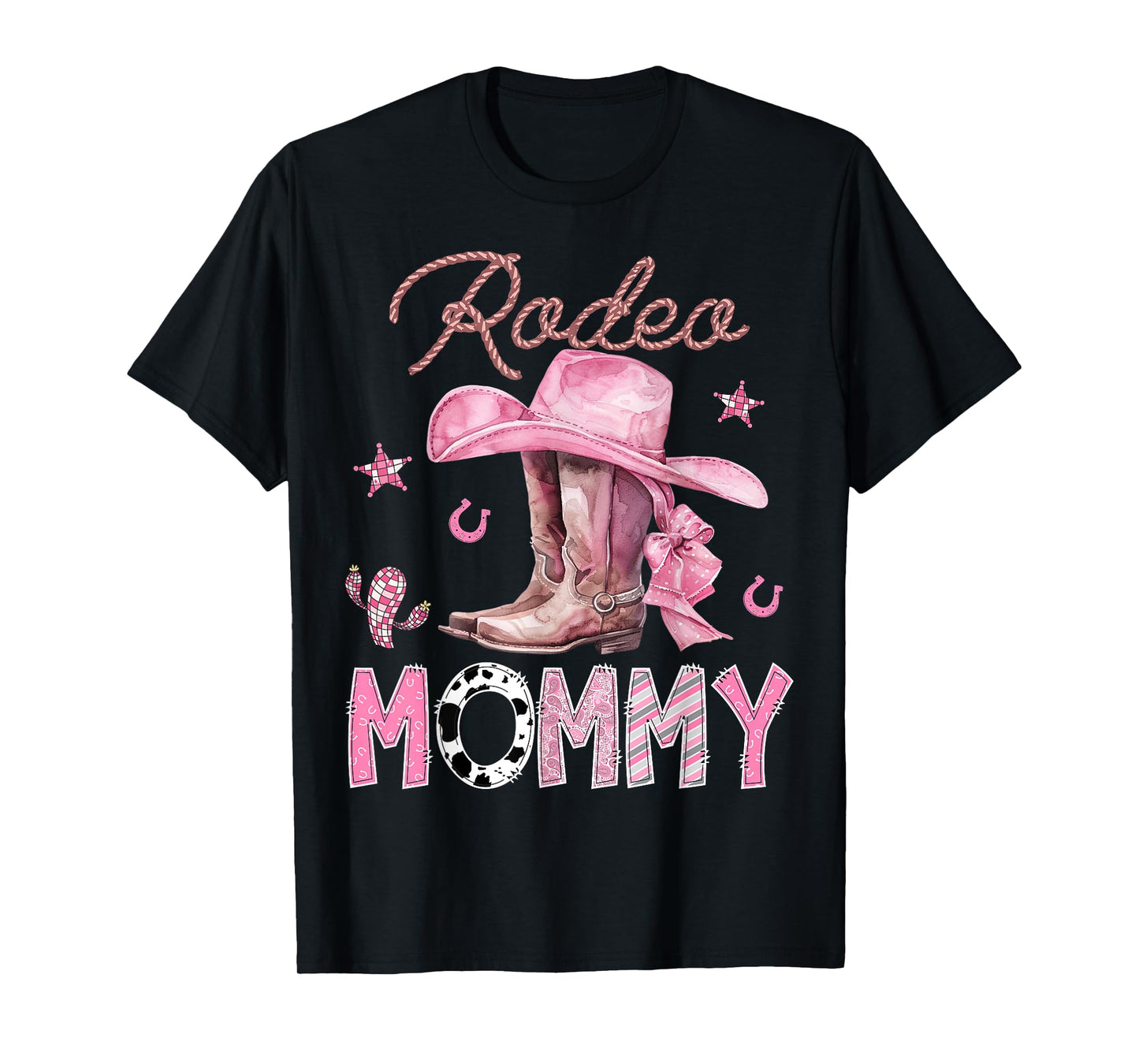 Rodeo Mommy Pink Boots Coquette CowGirl Birthday Party T-Shirt