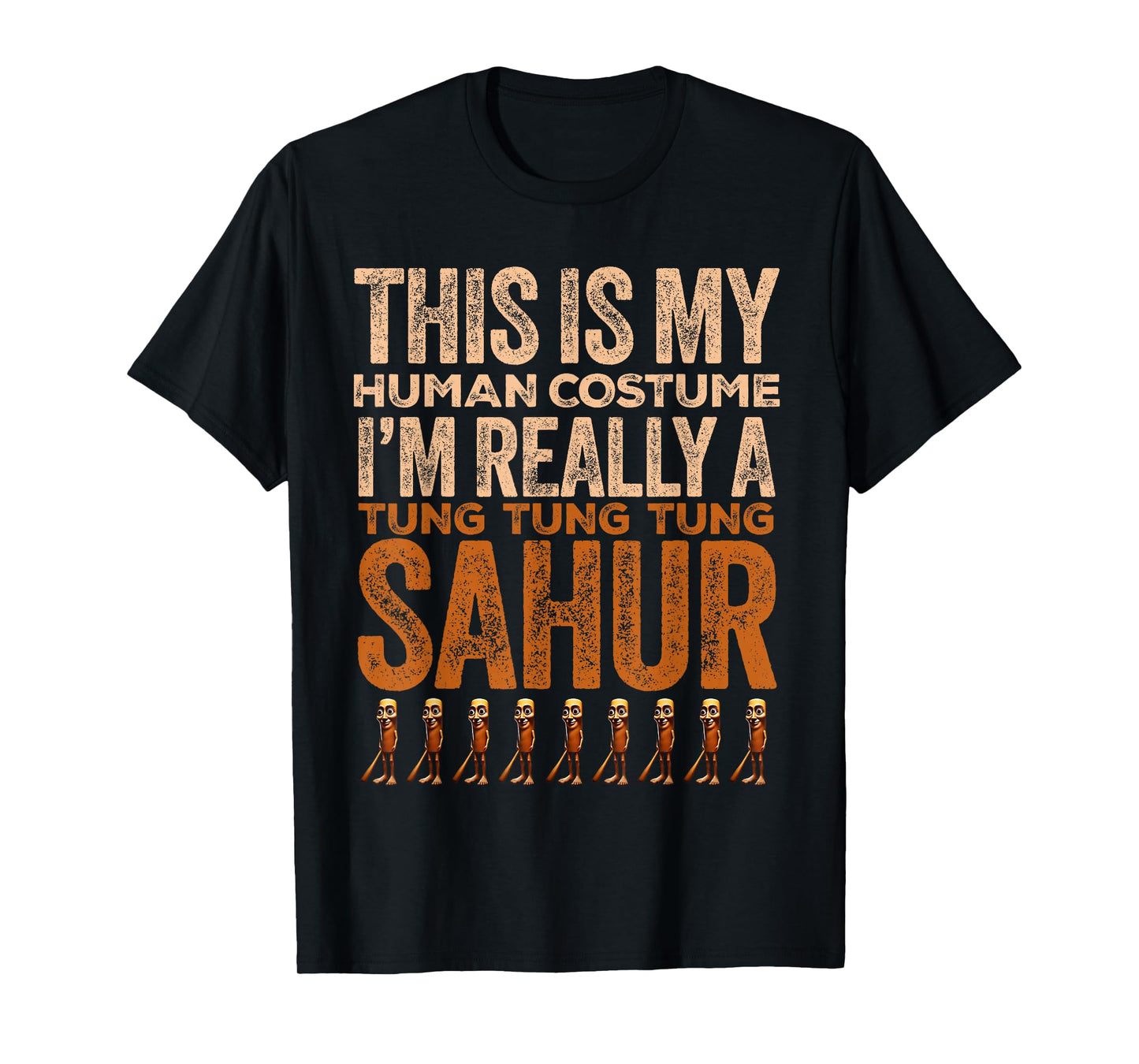 Tung Tung Tung Sahur Human Costume Funny Halloween T-Shirt