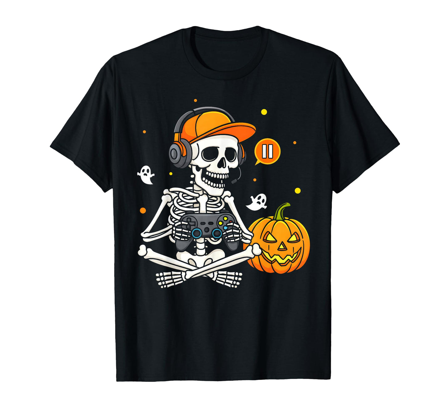 Funny Gaming Hallowen Skeleton Gamer Video Kids Boys T-Shirt
