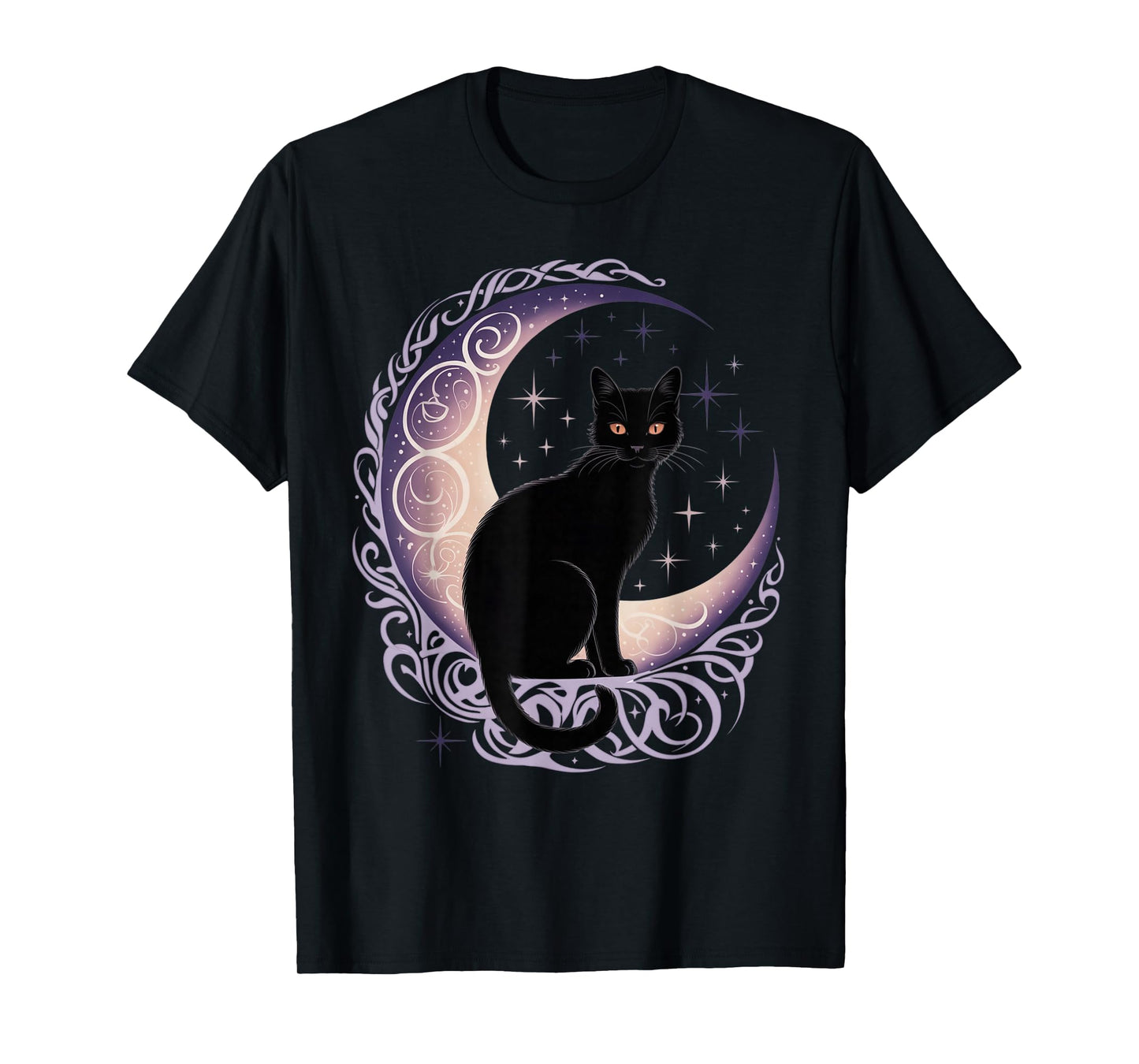 Black Cat Moon Satanism Demonic Devil Witchcraft Goth Occult T-Shirt