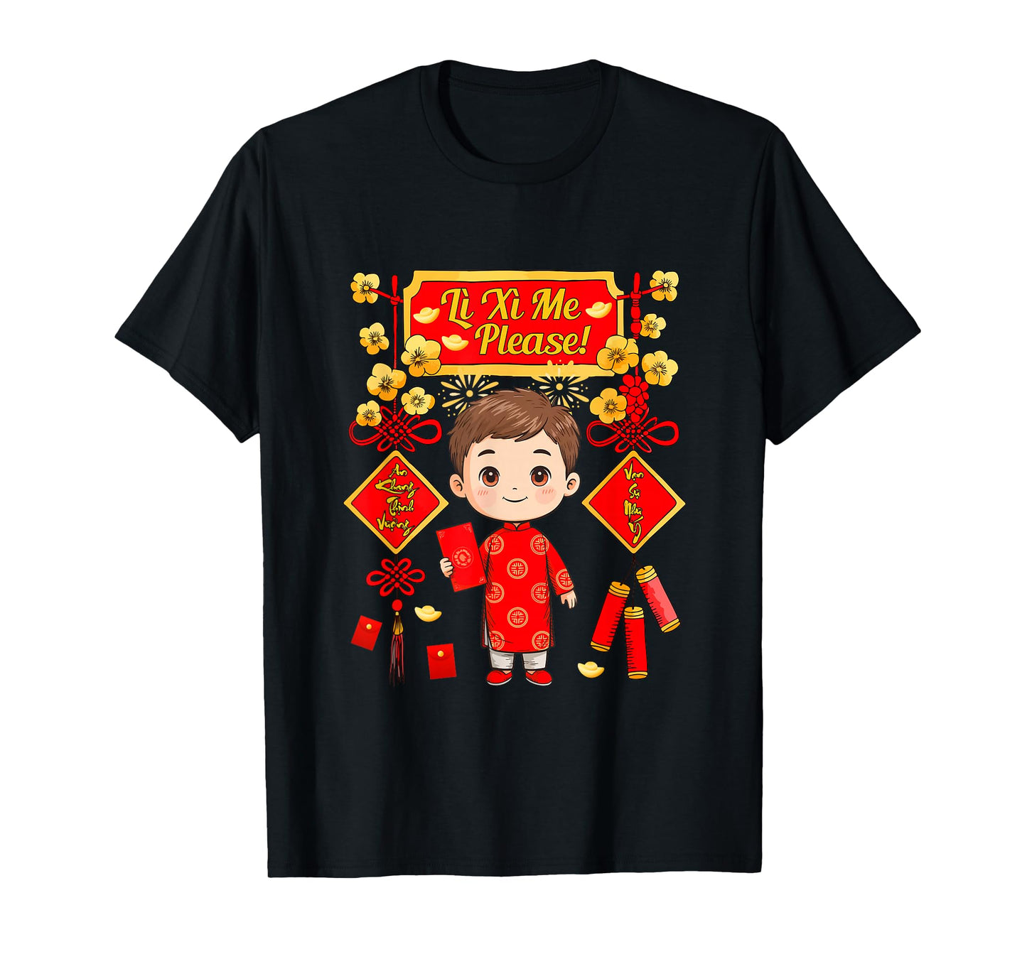Li Xi Me Please Vietnamese Lunar New Year Kid Boy Ao Dai T-Shirt