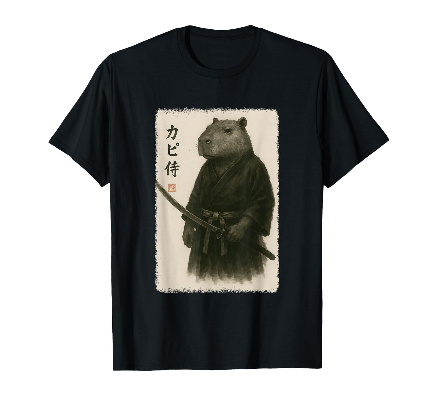 Samurai Capybara Funny Vintage Japanese Graphic Art T-Shirt