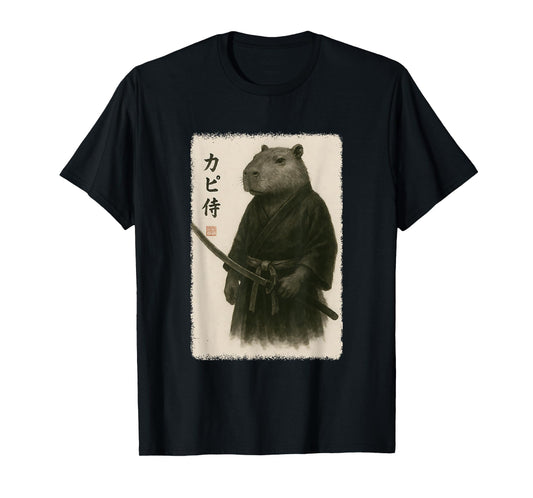 Samurai Capybara Funny Vintage Japanese Graphic Art T-Shirt