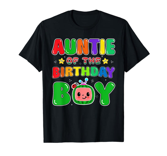 Auntie of The Birthday Boy Funny Melon Family Party Matching T-Shirt