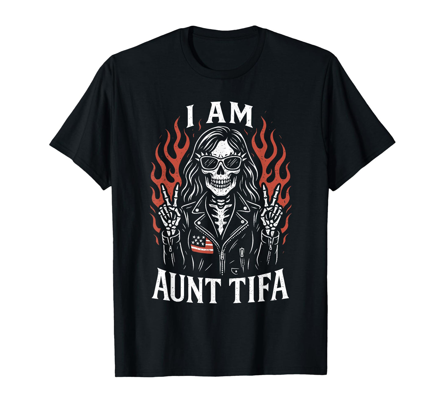 I Am Aunt Tifa Funny Skeleton Biker Aunt Tifa Design T-Shirt