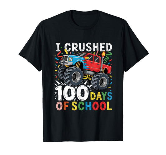 100 Days of School Boys Monster Truck 100th Day of School T-Shirt