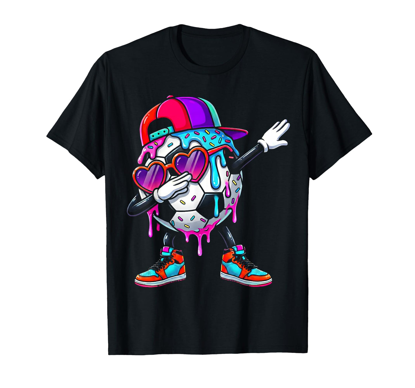 Soccer Ice Cream Drip Dabbing Sprinkles Sports Boys Girls T-Shirt