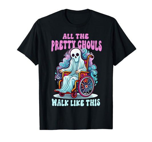 Halloween Wheelchair Costume Handicap Joke Ghouls Walk Like T-Shirt