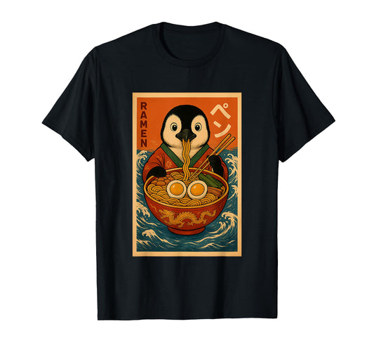 Penguin Eating Ramen Japanese Noodles Funny Gifts T-Shirt