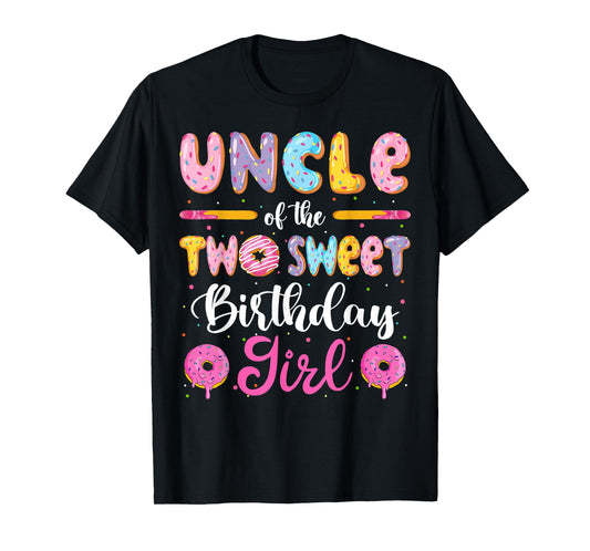 Uncle Of The Two Sweet Birthday Girl Donut 2Nd Birthday T-Shirt