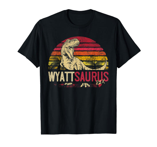 Wyatt Saurus Funny Personalized Dinosaur T Rex Name Boy Gift T-Shirt