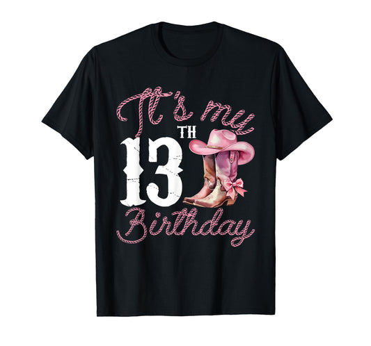 Cowgirl Boot Western Style 13th Birthday Gift For Teen Girls T-Shirt