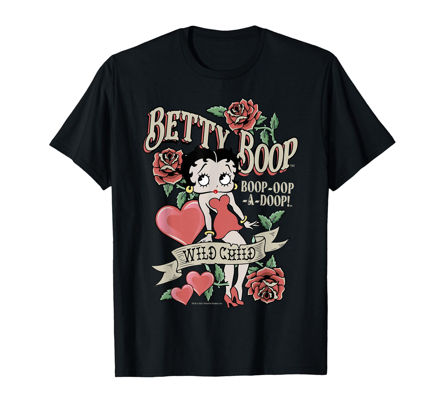 Betty Boop Betty Wild Child Roses Hearts T-Shirt