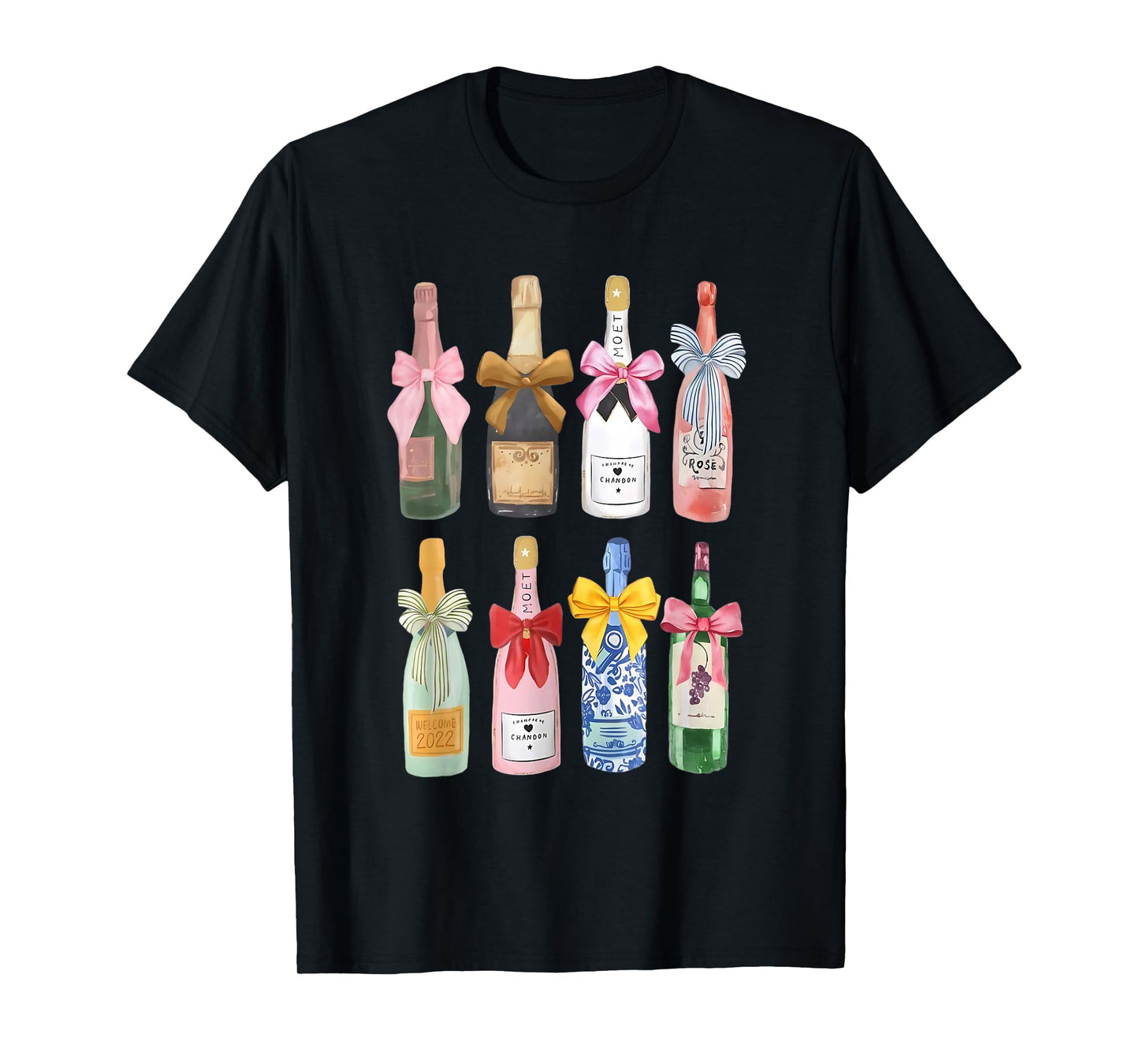 Christmas Champagne T-Shirt Cool Glass Coquette Bottle T-Shirt