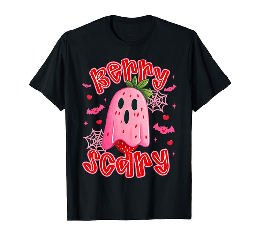 Berry Scary Cute Halloween Strawberry Ghost Cartoon Funny T-Shirt