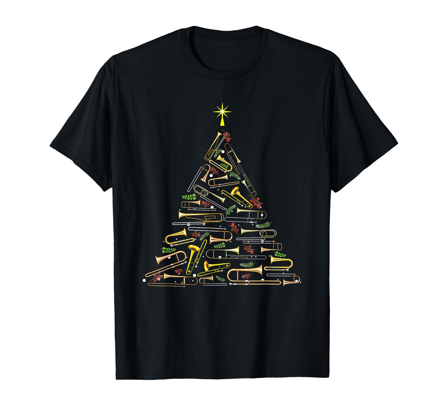 Cool Trombone Christmas Tree Trombone Lovers Marching Band T-Shirt